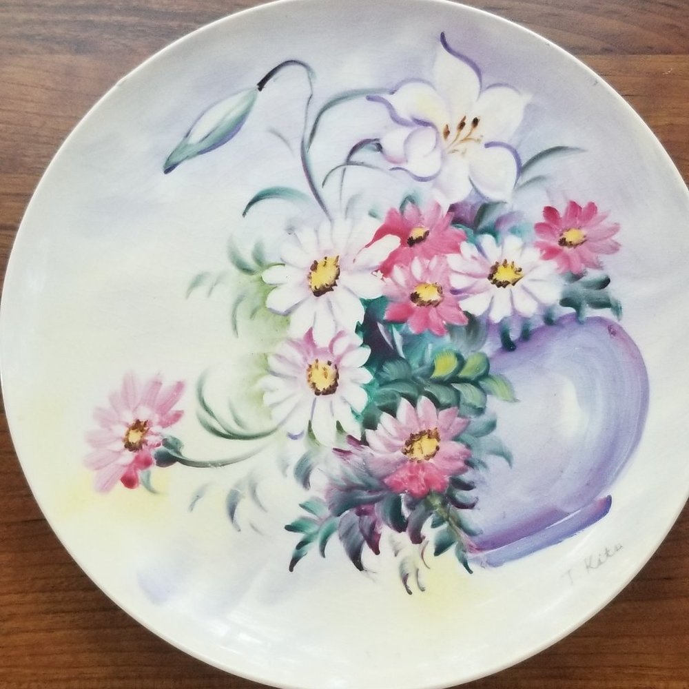 Antique Hand Painted Floral Plate (Decorative Use)